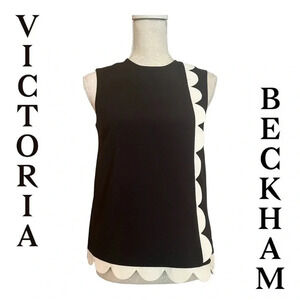 Victoria Beckham for‎ Target Black and White Scalloped Sleeveless Top size XS